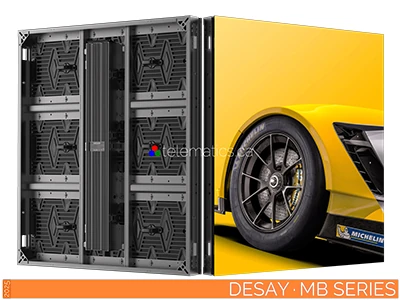 Desay MB Series lightweight LED billboard panels with 16:9 aspect ratio, slim design, and front-access servicing for outdoor displays.