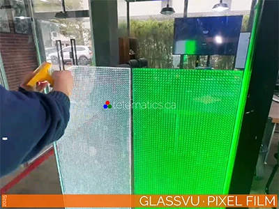 GlassVu · Pixel Fiml · Direct View Transparent LED · Apply To Glass · NovaStar NovaLCT · VNNOX Cloud Content Management