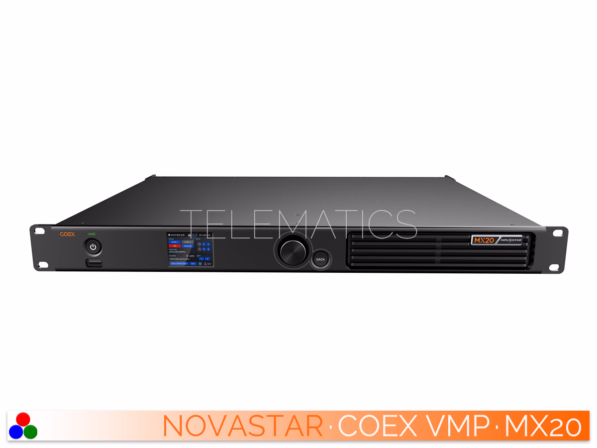 The Art Of Control · NovaStar COEX Series · Telematics Canada Straight front view of the NovaStar MX20 LED display controller.