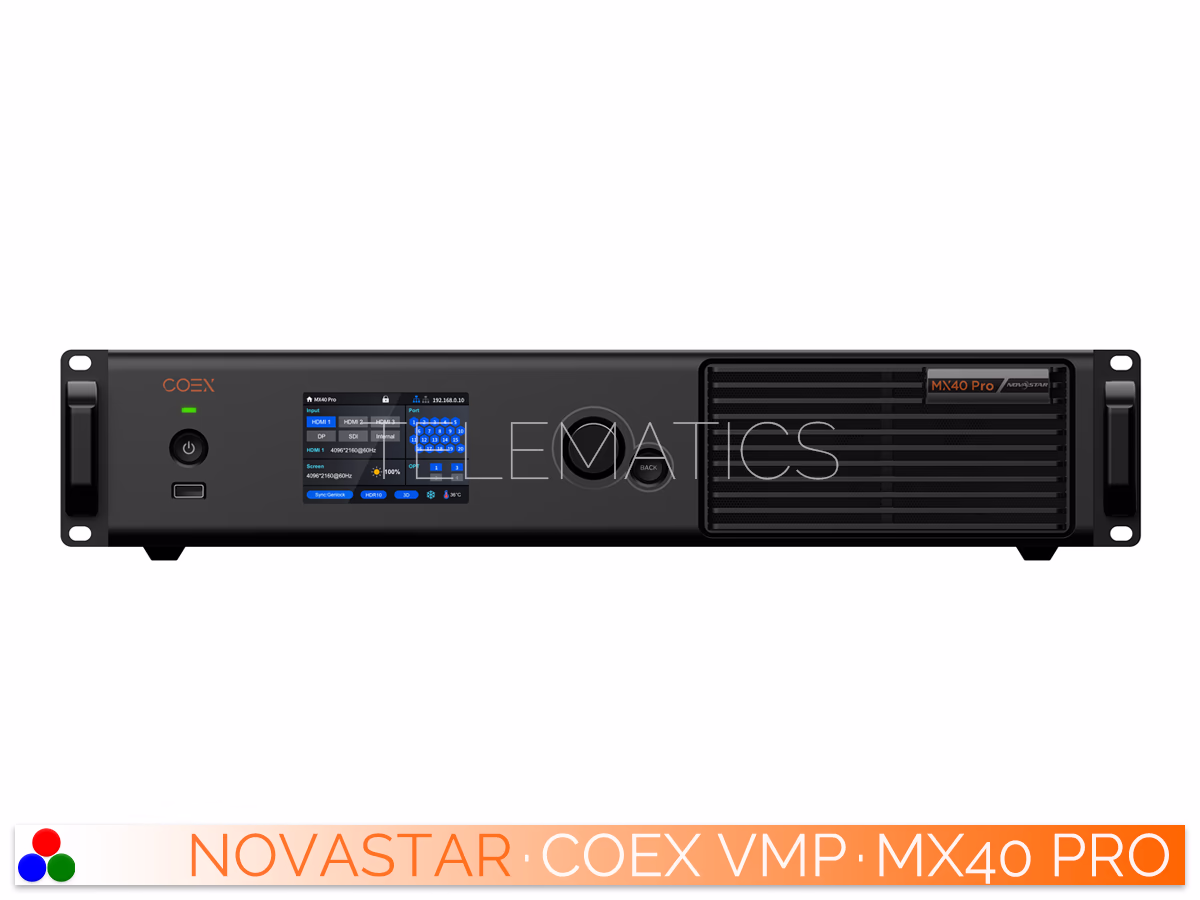 The Art Of Control · NovaStar COEX Series · Telematics Canada Straight front view of the NovaStar MX40 Pro LED display controller.