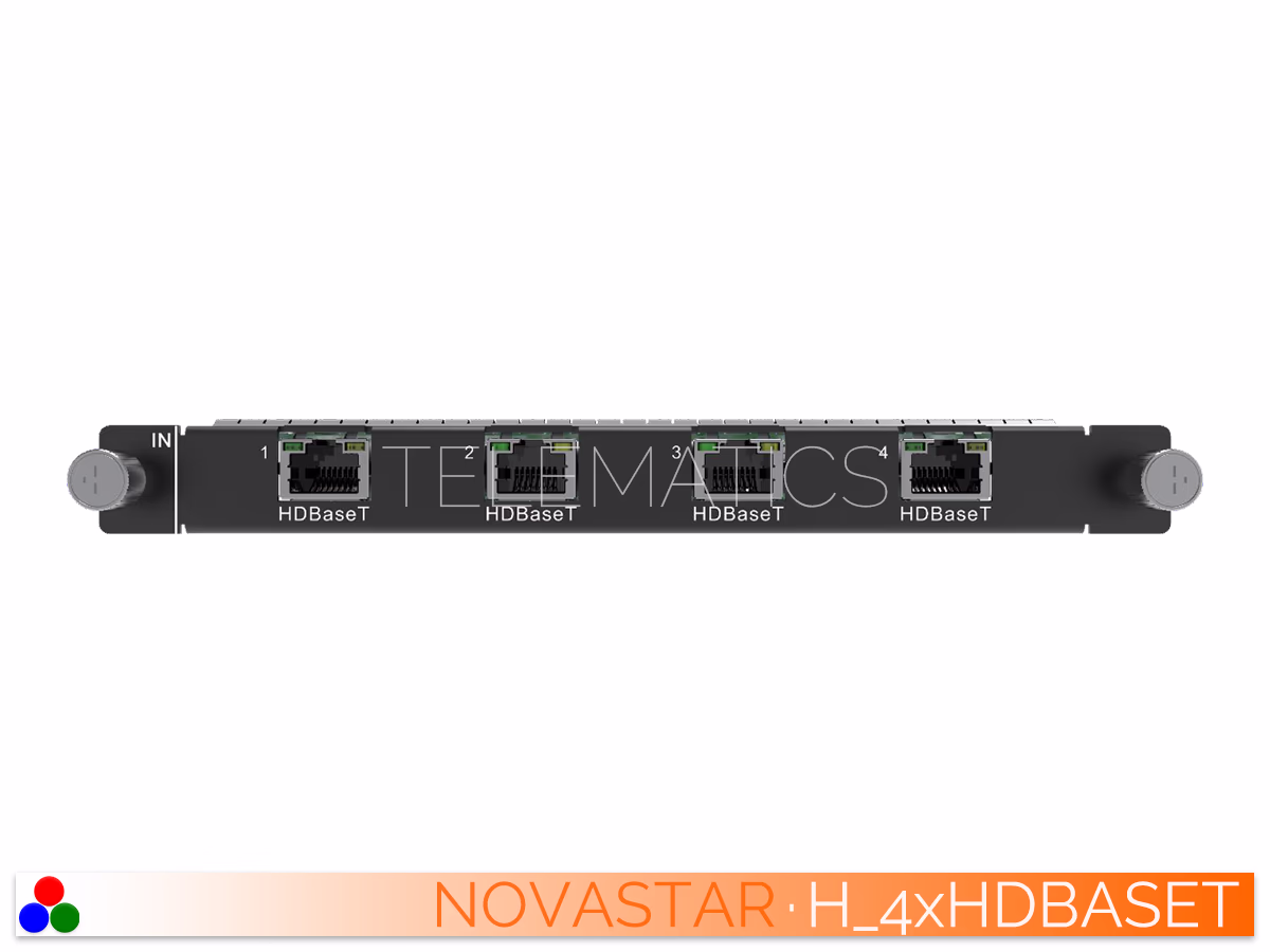 The Art Of Control · NovaStar H Series · Telematics Canada Front view of the NovaStar H-Series 4x HDBaseT input card module.