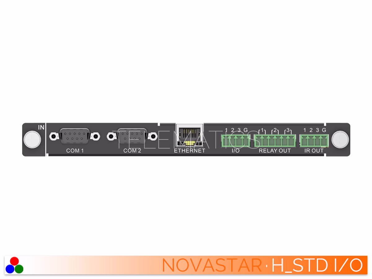 The Art Of Control · NovaStar H Series · Telematics Canada Front view of the NovaStar H-Series STD I/O input card module.