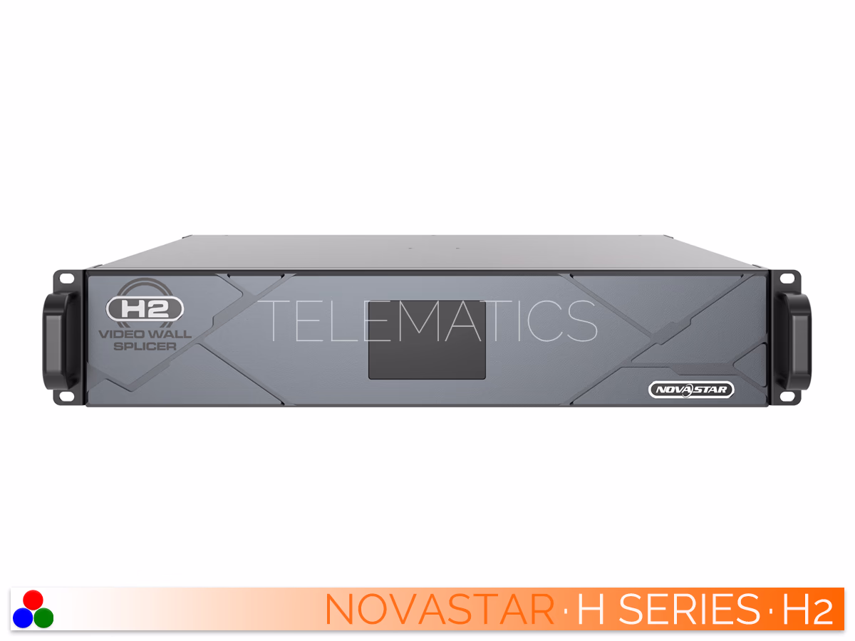 The Art Of Control · NovaStar H Series · Telematics Canada Standard front panel view of the NovaStar H2 video wall splicer chassis and central LCD display.
